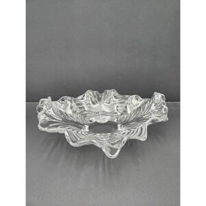 Cambridge Caprice Vtg Clear Elegant Glass Footed Bowl Ruffled Handles Large 12"